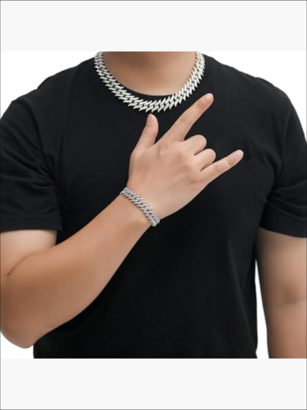 14K Gold Over S925 Thorn Cuban Link Chain Necklace with Italian 5A Zirconia - Picture 5 of 7